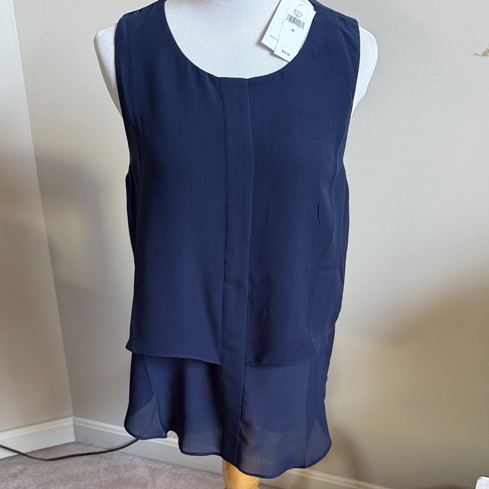 Banana Republic Factory navy Blue Layered Blouse. Size medium. NWT